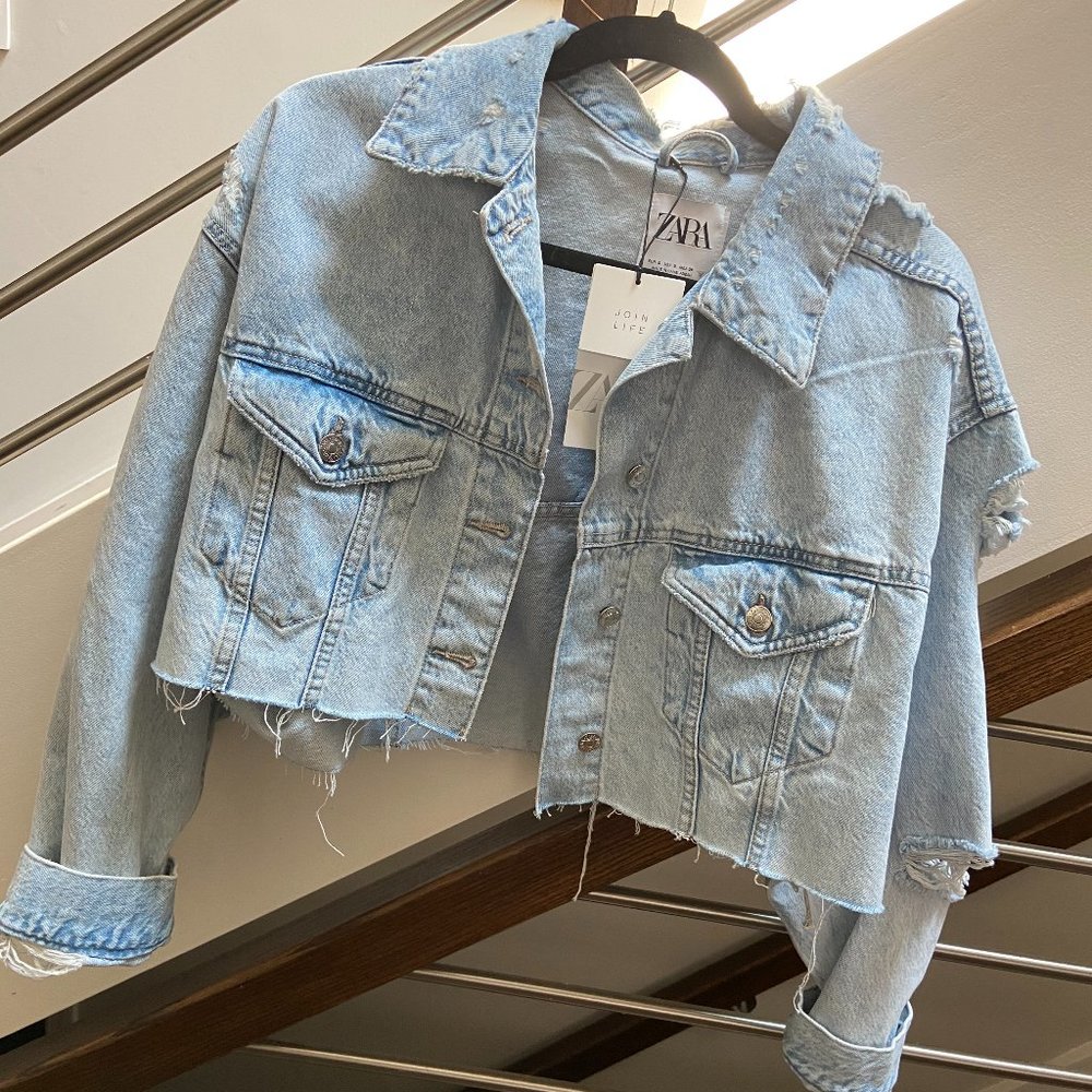 ZARA Cropped Denim Jacket NWT